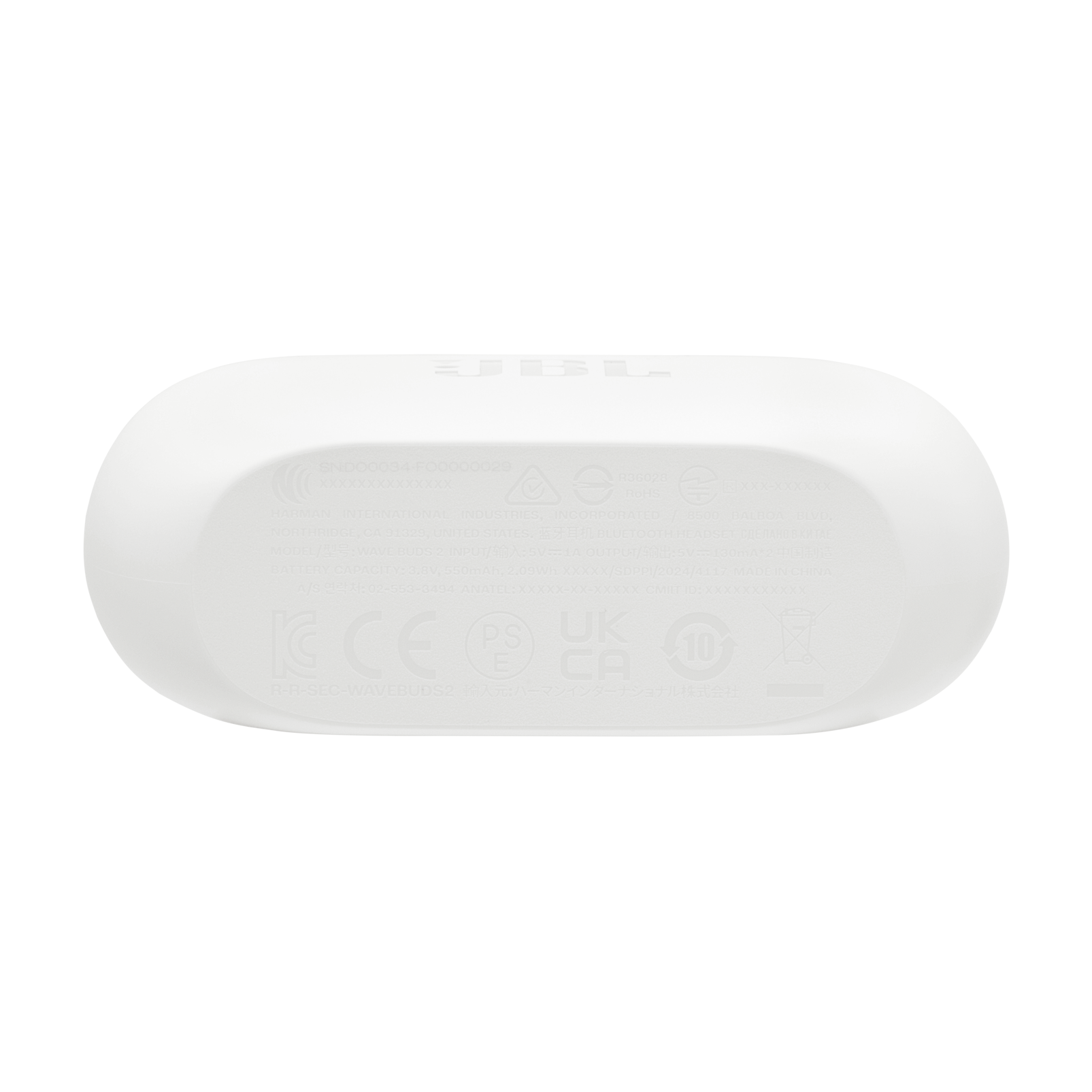 JBL Wave Buds 2 - White - True Wireless Noise Cancelling Earbuds - Bottom